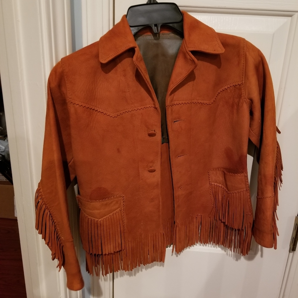 Vintage Cropped Suede Fringe Jacket